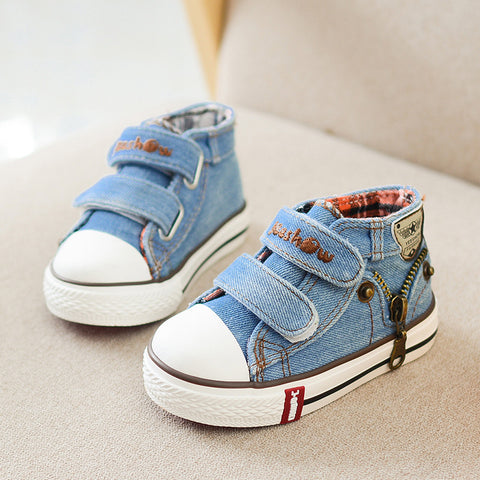 New 2017 Spring Canvas Children Shoes Boys Sneakers Brand Kids Shoes for Girls Jeans Denim Flat Boots Baby Toddler Shoes