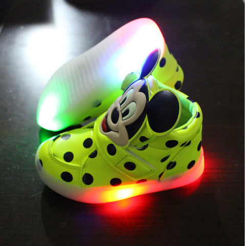 Fashion boys girls luminous sneaker Minnie children flashing kids led lighting child casual shoes