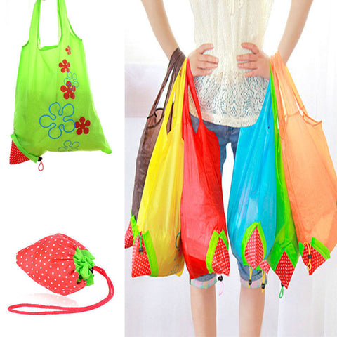 New Nylon Foldable Reusable Shopping Bags Strawberry Tote Eco Storage Handbag CN