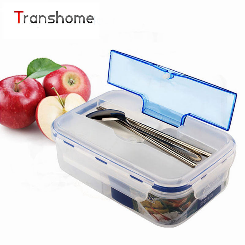 TRANSHOME 1000ml Bento Modern Transparent Portable Microwave Lunch Box With Soup Bowl Chopsticks Spoon
