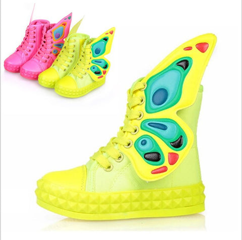 2016 New Children's Shoes Spring Autumn Kids Boys Girls Fashion Zipper Lace-UP Breathable Sneakers With Butterfly Wings