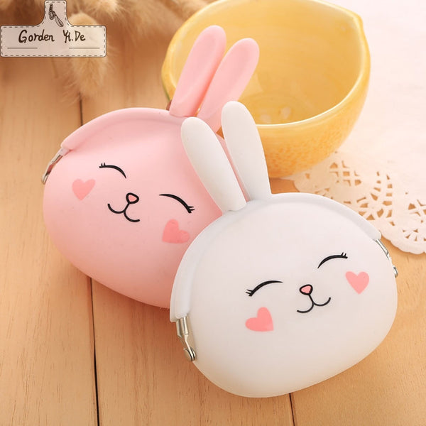 2016 New Fashion Coin Purse Lovely Kawaii Cartoon Rabbit Pouch Women Girls Small Wallet Soft Silicone Coin Bag Kid Gift