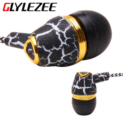 Glylezee Crack Earphone In-Ear Cloth Line Headset Stereo Bass Music Earpieces with Microphone For Mobile Phone MP3 Player