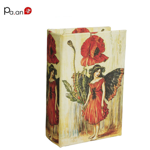Europe Small Wooden Book Boxes Pretty Girl Floral Printed Storage Box Jewelry Sundries Holder Home Organization 14x9x4.5cm