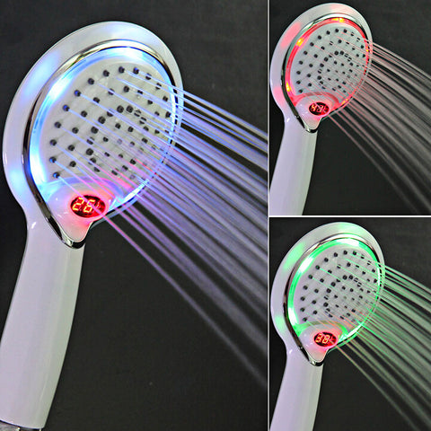 LCD Hand Shower Handheld Shower Head Led Shower Spray With Temperature Digital Display 3 Colors Change Water Powered