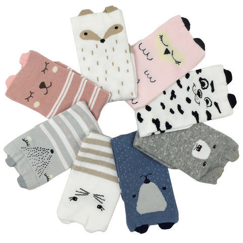 4 Pair/lot Kids Socks Brand kids Boy&Girls Children's Baby Socks Fox Dog Cat 3D Warm Socks 8 Style For 1-6 Year