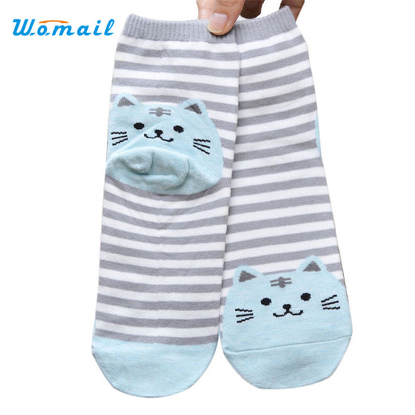 Dec 17 Amazing 1 Pair 3D Animals Striped Cartoon Cat Socks for Women Cotton Sock Spring Summer and Autumn