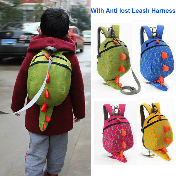 New 3D Cartoon Dinosaur Bag Baby Toddler Anti lost Leash Harness Strap Walker Kids Lunch Box Kindergarten Schoolbag Backpack