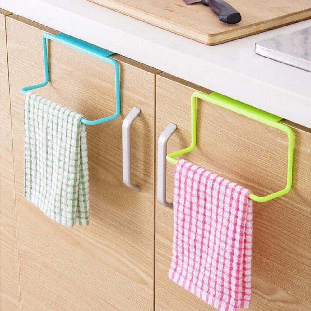 1Pc New Portable Kitchen Cabinet Over Door Hanging Towel Rack Holder Bathroom Hanger#226217