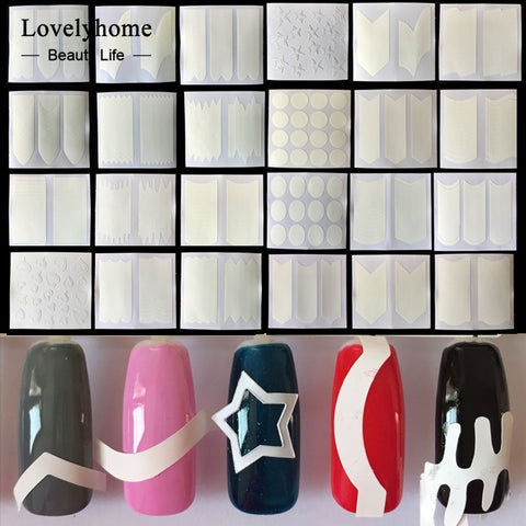 Wholesale 24pcs Nails Sticker Tips Guide French Manicure Nail Art Decals Form Fringe Guides DIY Sencil Styling Beauty Tools