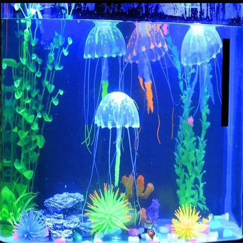 Glowing Artificial Vivid Jellyfish robo fish Aquatic Pets Silicone Fish Tank Decor Aquarium Decoration Ornament