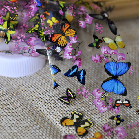 Nail Art Transfer Foils Nail Sticker Tip Decal Decoration Design DIY Butterfly Plum Flower Manicure Tools 653