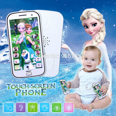 English Cartoon Multifunctional Baby Toy Phone Kids Mobile with Song Let It Go Electronic musical Toy with story,record & light