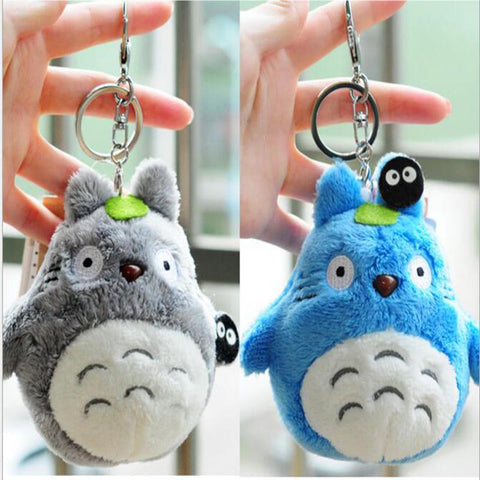 Mini my neighbor Blue totoro plush keychain toy 2016 New kawaii Japanese anime totoro umbrella stuffed plush cat doll key ring