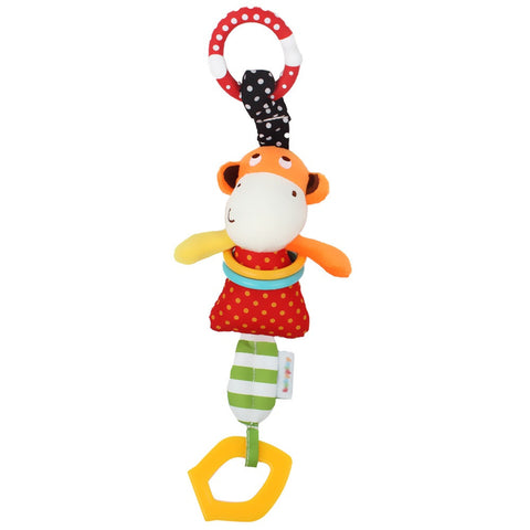 Music Baby Rattles Cartoon Cow Baby Toys Hanging Stroller Rattle Educational Toy Teether Infant Plush Mobile Baby Toy Crib Car