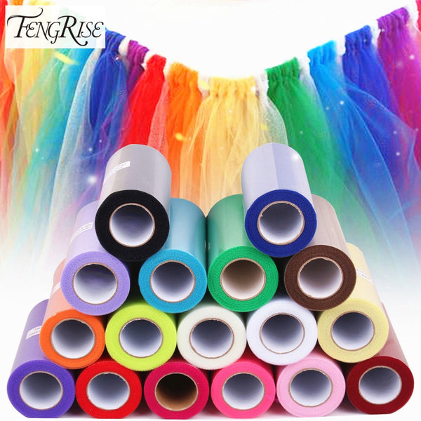 FENGRISE Tulle Roll 15cm 25 Yards Wedding Party Decoration DIY Tutu Fabric Decorative Crafts Christmas Kids Queen Skirts