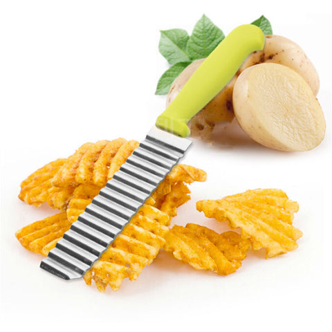 New Stainless Steel Potato Chips Wavy Cutter Dough Vegetable Crinkle Slicer Knife Corrugated Knife Kitchen Accessories