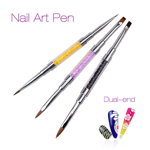 New Nail Art Brush Pen Dual Head UV Gel Nail DIY Painting Pen Manicure Pedicure Tools 3 Color Dual-Tip 2017 New Hot Sale Gift