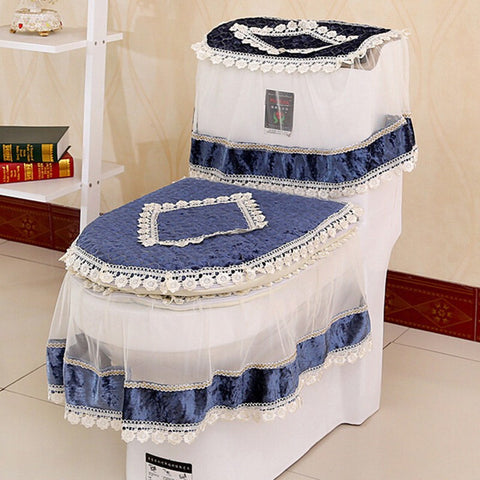 High Grade Lace Three-piece Set Toilet Seat Cover U-shaped Overcoat WC Cover Home Decor Bathroom Toilet Mats closestool merletto