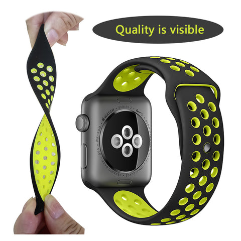 Brand Silicon Sports Band Strap for Apple Watch 38/42mm 1:1 Original Black/Volt Black/Gray Silver iwatch watchbands FOHUAS