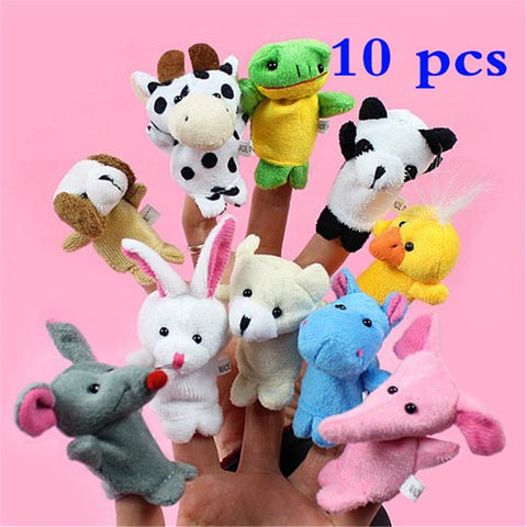 10 pcs/lot Baby Plush Toy Finger Puppets Tell Story Props Animal Doll Kids Toys Children Gift (10 Animal Group)