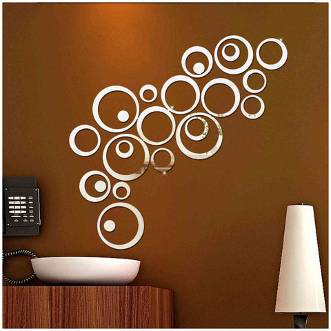 DIY 3D Mirror Acrylic Wall Stickers Creative Circle Ring Home Decors for Family Decoration Mordern Adesivo De Parede Home Decal