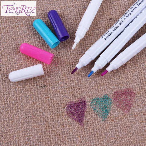 FENGRISE Sewing Accessories 4 pcs Patchwork Needlework Water Erasable Pens Fabric Markers Soluble Cross Stitch Chalk Tool Pencil