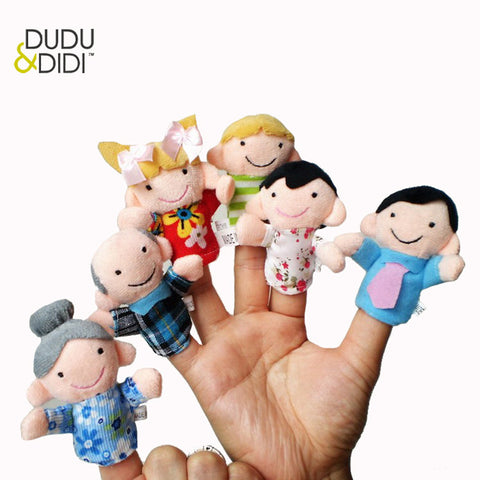 NEW 6pcs Family Style Velvet Finger Puppet Play Learn Story Toy Cute Cartoon Finger Puppets Free Shipping WJ305