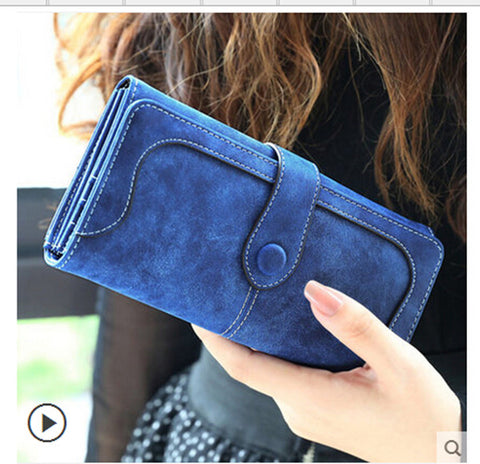 New Arrive 2017 Fashion Retro Matte Stitching Wallet Women Long Purse Clutch Women Casual Hasp Dollar Price Wallet Handbag