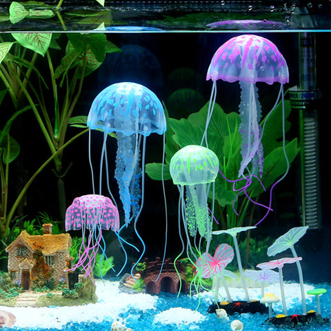 Glowing Effect Artificial Jellyfish Fish Tank Aquarium Decoration Mini Submarine Ornament Beautiful