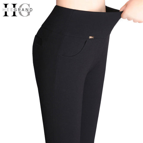 HEE GRAND 2017 New High Stretch Women Pants Cotton Ladies Pencil Pants High Waist Trousers Pantalon Femme Plus Size 4XL WKP268