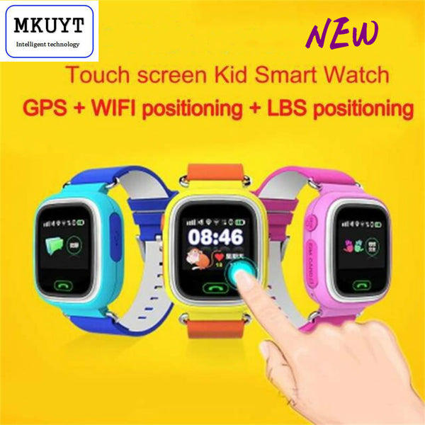 Free Shipping Q90 GPS Phone Positioning Fashion Children Watch 1.22 Inch Color Touch Screen WIFI SOS Smart Watch PK Q80 Q50 Q60