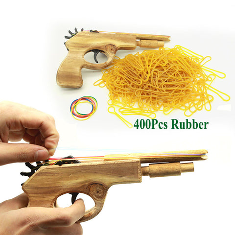 Unlimited bullet Classical Rubber Band Launcher Wooden Hand Pistol Gun Shooting Toy Guns Gifts Boys Outdoor Fun Sports For Kids