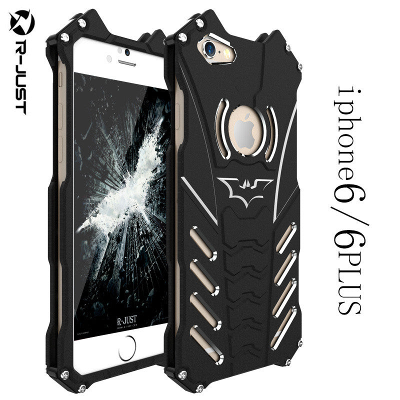 For iphone 6 6S plus case,Armor Heavy Dust Metal Aluminum CNC BATMAN protect Skeleton head phone shell case cover+BATMAN bracket