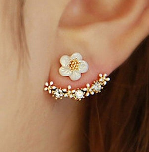 2016 New Fashion For Spring Women Accessories Rhinestone Flower Temperament Korean Style  Earrings  ED010