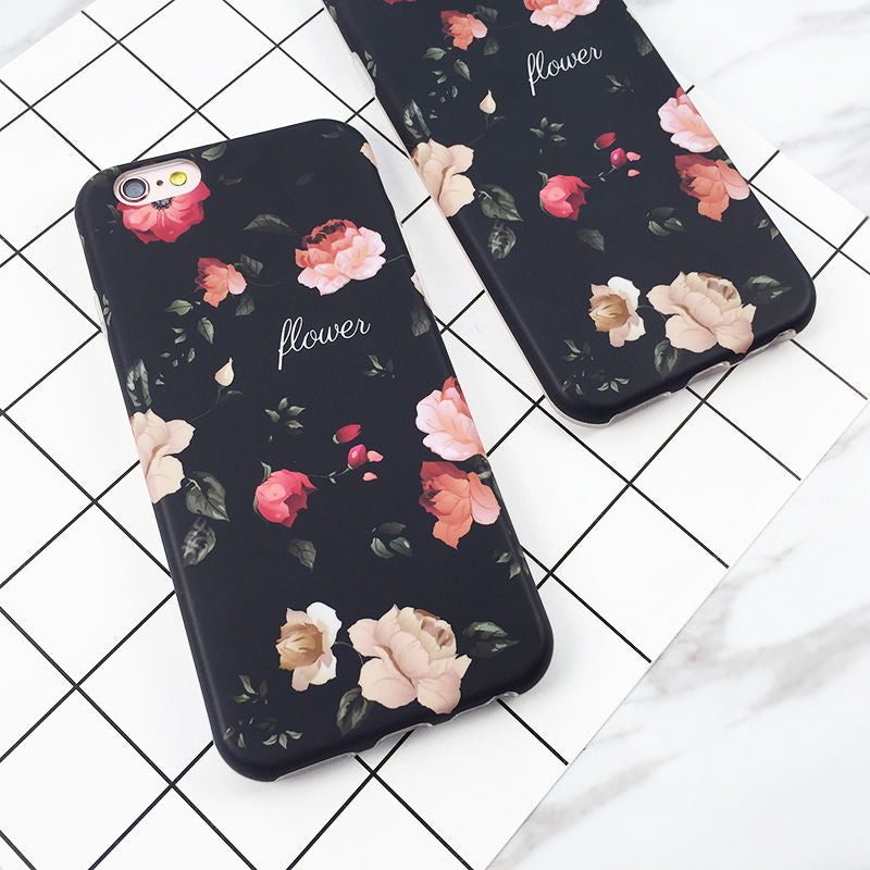 Classical Retro Flowers Black Soft IMD Phone Back Cover Case For iPhone 7 For iPhone 6 6S 7 Plus Mobile Phone Bags & Cases Capa