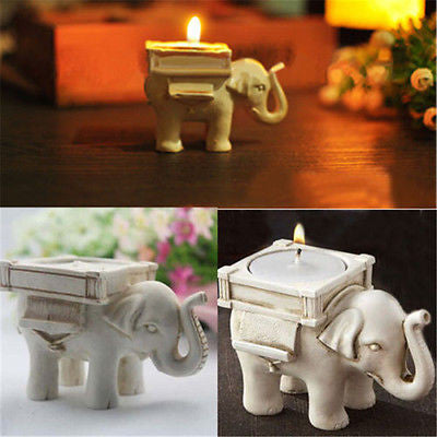 Retro Elephant Tea Light Candle Holder Ivory Ceramic Bridal Wedding Home Decor Cute Candle Holders