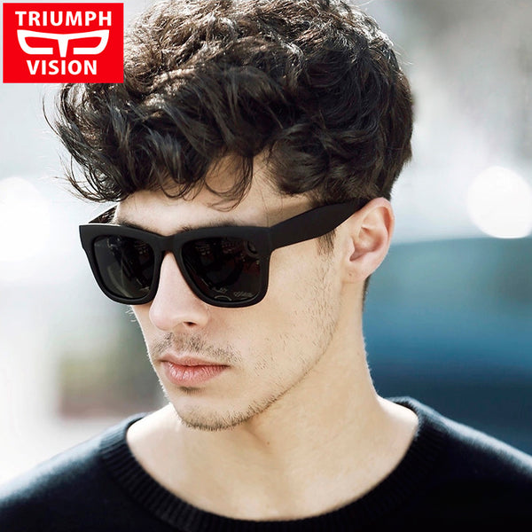 TRIUMPH VISION Male Polarized Sunglasses Men Brand Black Square Shades UV400 Polaroid Sun Glasses For Men Cool Oculos Lunette