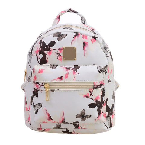 Fashion Floral Printing Women Leather Backpack School Bags for Teenage Girls Lady Travel Small Backpacks Mochila Feminina