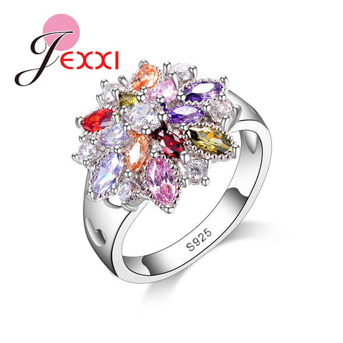 PATICO Fashion Jewelry Party Finger Ring Colorful CZ Crystal 925 Sterling Silver Women Wedding Engagement Rings Bijoux