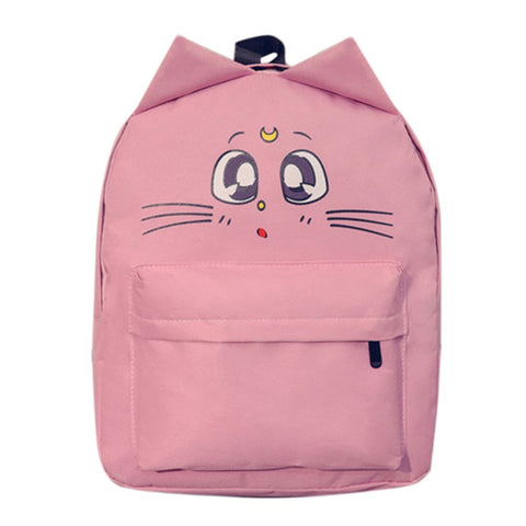 Casual Women Backpack Cat Ear Canvas Printing Backpacks for Teenage Girls Female Cute School Bag Bagpack mochila sac a dos