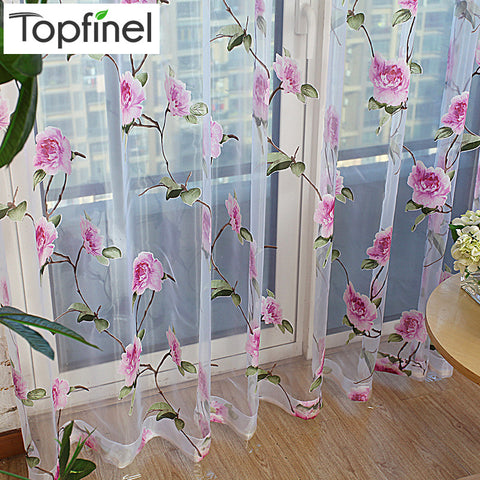 New Sale floral tulle in sheer curtains for living room the bedroom kitchen shade window treatment curtain blinds panel