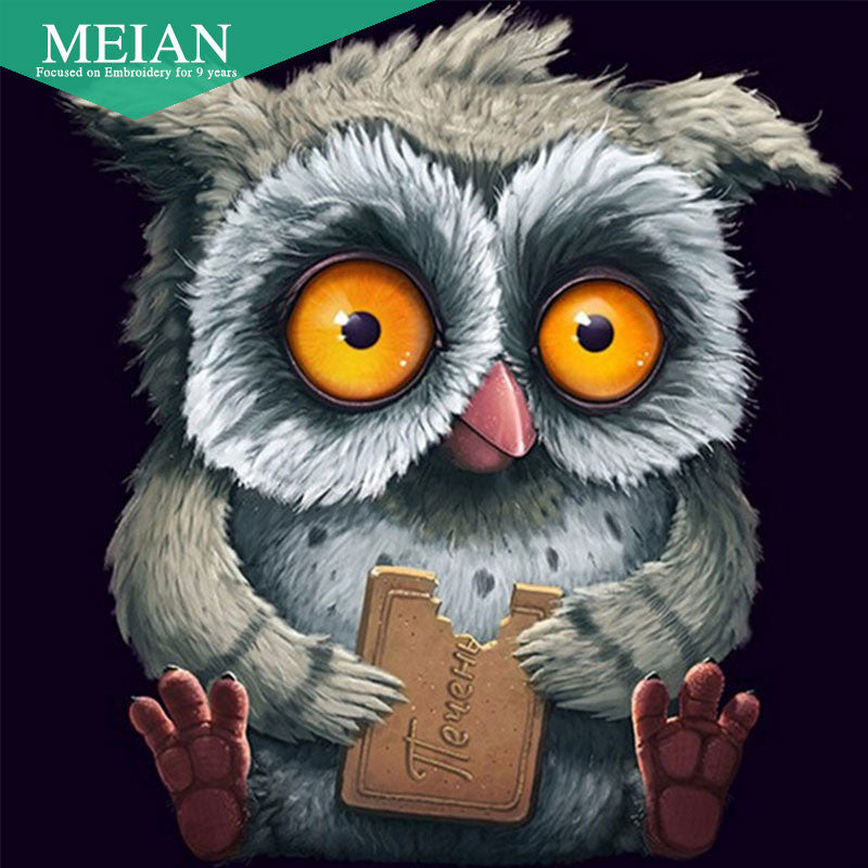Meian,Full,Diamond Embroidery,Animal,Owl,5D,Diamond Painting,Cross Stitch,3D,Diamond Mosaic,Needlework,Crafts,Christmas,Gift