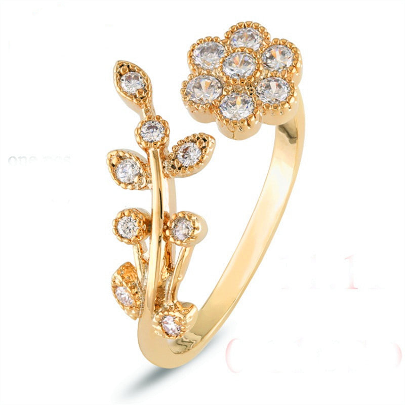 Adjustable Rings For Women Gold Plate Flower Ring Mini Finger Women Rings Fashion Wedding Jewelry christmas gift