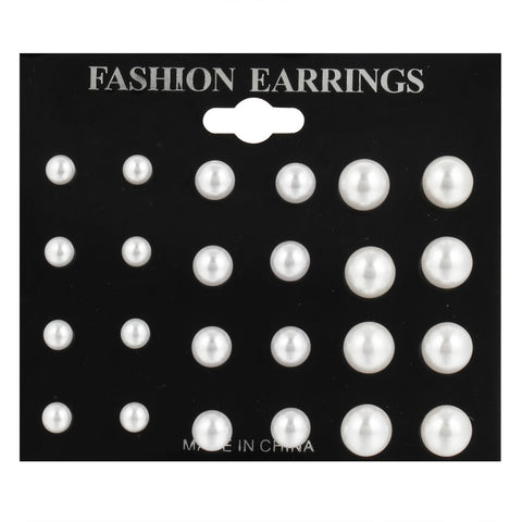 17KM 12 pairs/ set Simulated Pearl Earrings For Women Jewelry Bijoux Brincos Pendientes Mujer  Fashion Stud Earrings