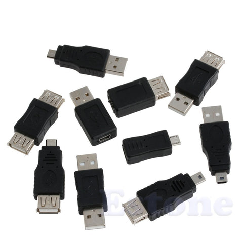 10PCS 5 pin F/M mini Changer Converter Adapter USB Male to Female Micro USB