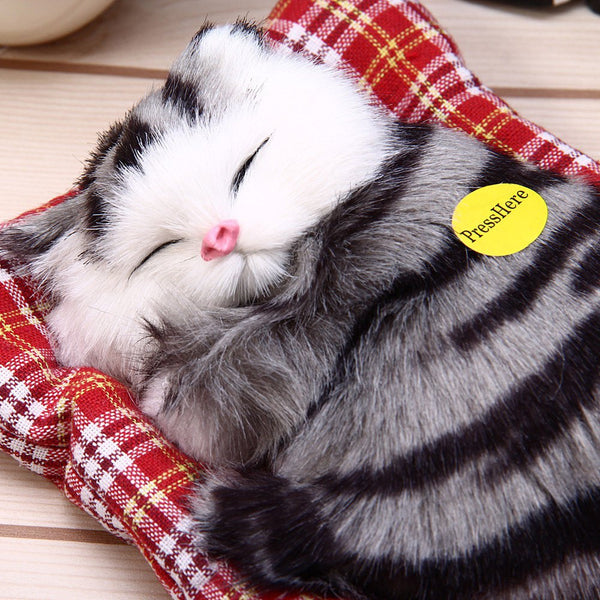 Lovely Simulation Animal Doll Plush Sleeping Cats Toy with Sound Kids Toy Birthday Gift Doll Decorations stuffed toys kidstime