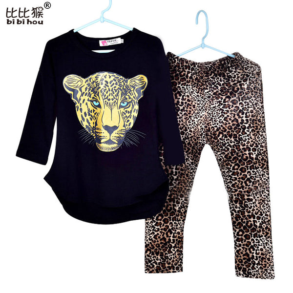 Girls Clothes Toddler Girls Clothing Sets Baby Girls Kids Clothes Children Clothing Full Sleeve T Shirt Leopard Legging Vestidos