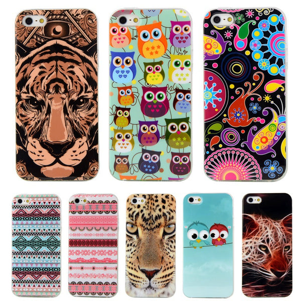 Coque For iphone 5 Case Mandala Flag TPU Soft Plastic Case For Apple iphone se 5S Case Owl Tower Back Cover Phone ShockProof Bag