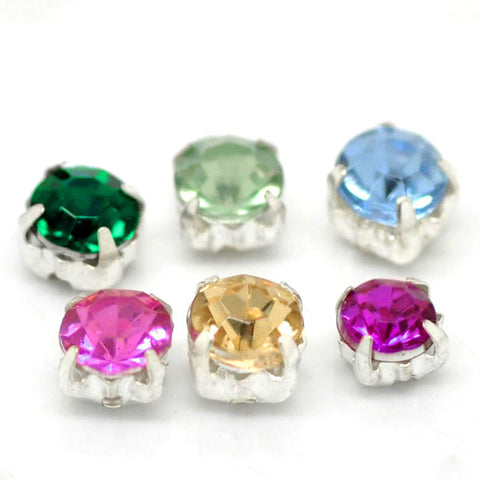 DoreenBeads Randomly mixed 500PCs Acrylic Rhinestone Beads, with Metal Findings 5x5mm(2/8"x2/8") (B20851), yiwu